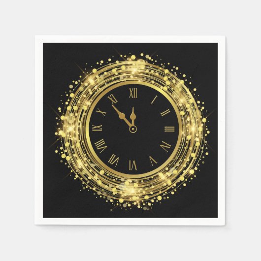 大晦日の時計グリッター紙吹雪 スタンダードカクテルナプキン (正面)