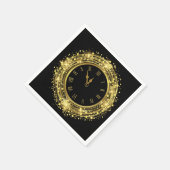 大晦日の時計グリッター紙吹雪 スタンダードカクテルナプキン (角)