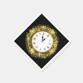 大晦日の時計グリッター紙吹雪 スタンダードカクテルナプキン (角)
