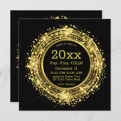 大晦日の時計グリッター紙吹雪 招待状 (正面/裏面)