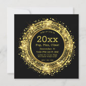 大晦日の時計グリッター紙吹雪 招待状 (正面)