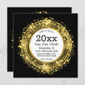 大晦日の時計グリッター紙吹雪 招待状 (正面/裏面)