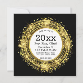 大晦日の時計グリッター紙吹雪 招待状