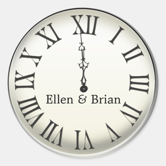 大晦日の深夜に時計が鳴る ラウンドシール (正面)