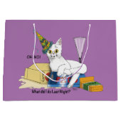 大晦日の猫の笑える画像 ラージペーパーバッグ (正面)