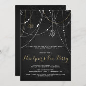 大晦日の素朴な黒板のパーティの招待状 招待状 (正面/裏面)