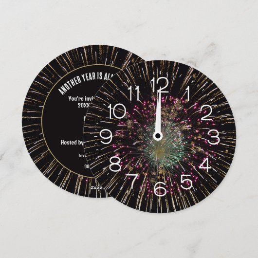 大晦日の花火が時計とともに燃える瞬間 招待状 (正面/裏面)