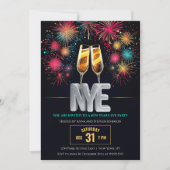 大晦日の花火カラフルシャンパン 招待状 (正面)