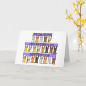 大晦日の誕生日の漫画猫 カード (黄色い花)