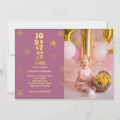 大晦日カウントダウン1回目の誕生日の写真 招待状 (正面)