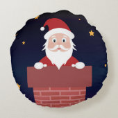 大晦日サンタクロースが煙突を降りる ラウンドクッション (裏面)