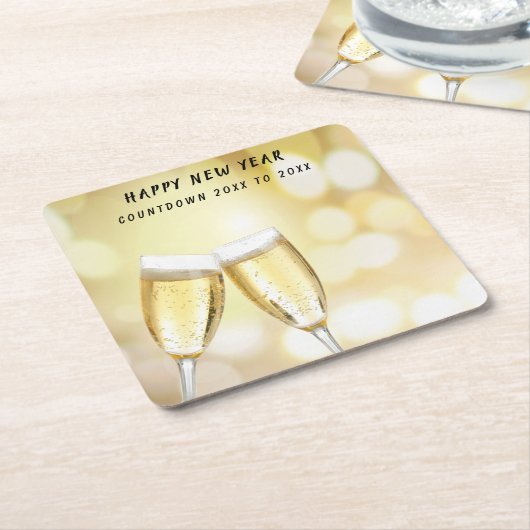 大晦日トーストお祝いパーティー スクエアペーパーコースター (アングル)