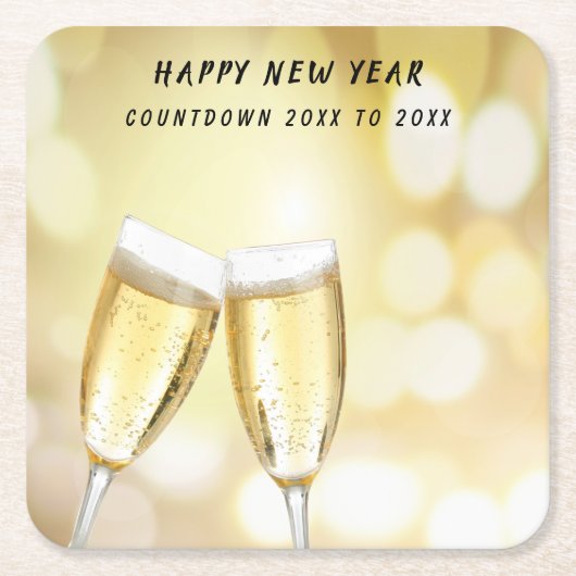 大晦日トーストお祝いパーティー スクエアペーパーコースター (正面)