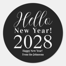 大晦日ハッピーニューイヤー白黒 ラウンドシール