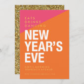大晦日パーティの招待状はっきりしたモダン 招待状 (正面/裏面)
