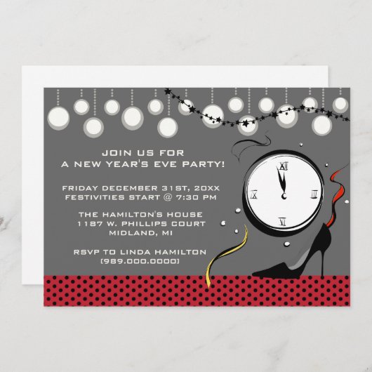 大晦日パーティの招待状 招待状 (正面/裏面)