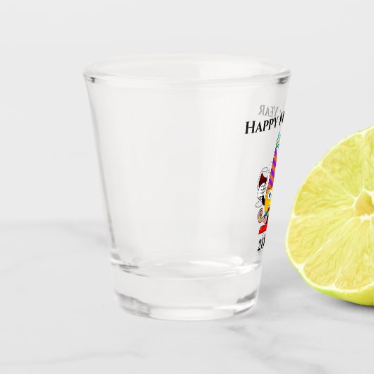 大晦日パーティーかわいいおもしろい幸せ絵文字 ショットグラス (左)