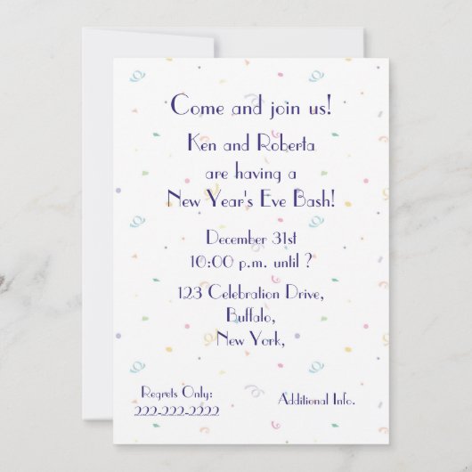 大晦日パーティーかシャンペン+おもしろい 招待状 (裏面)