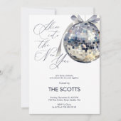 大晦日パーティーがディスコボールに輝きを放つ 招待状 (正面)