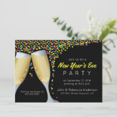 大晦日パーティーのシャンパンとコンフェッティの招待状 招待状 (スタンド正面)