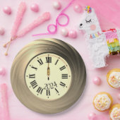 大晦日パーティーゴールデンクロックストライクミッドナイト ペーパープレート (パーティー)