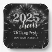 大晦日パーティーシルバー&ブラック ペーパープレート (正面)