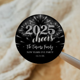 大晦日パーティーシルバー&ブラック ラウンドシール