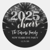 大晦日パーティーシルバー&ブラック ラウンドシール (正面)