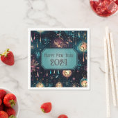 大晦日パーティーナプキンズカラフルクロックデザイン スタンダードカクテルナプキン (インサイチュ)