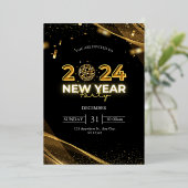 大晦日パーティーフォイル招待状 箔招待状 (立ち正面)