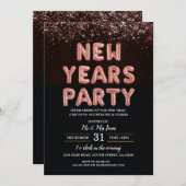 大晦日パーティーブラックバラ金ゴールド招待状 招待状 (正面/裏面)