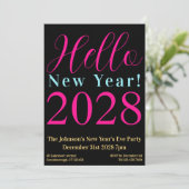 大晦日パーティーブラックホットピンク招待状 招待状 (スタンド正面)