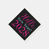 大晦日パーティーブラックホットピンク スタンダードカクテルナプキン (角)