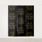 大晦日パーティーブラック金ゴールドシック背景 タペストリー (正面)