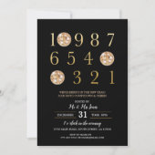 大晦日パーティーブラック金ゴールドディスコボール 招待状 (正面)