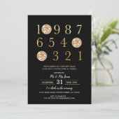 大晦日パーティーブラック金ゴールドディスコボール 招待状 (スタンド正面)