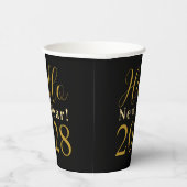 大晦日パーティーブラック金ゴールドパーティー 紙コップ (右)