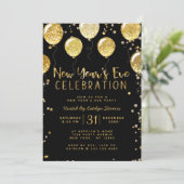 大晦日パーティーブラック&金ゴールドバルーン紙吹雪 シーズンカード (スタンド正面)