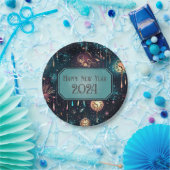 大晦日パーティープレート時カラフル刻デザイン ペーパープレート (パーティー)