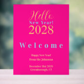 大晦日パーティーホットピンクウェルカム アクリルサイン (ニュートラル)