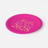 大晦日パーティーホットピンクシック ペーパープレート (アングル)