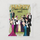 大晦日パーティーヴィンテージアールデコ インビテーションポストカード (正面)