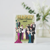 大晦日パーティーヴィンテージアールデコ インビテーションポストカード (スタンド正面)