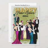 大晦日パーティーヴィンテージアールデコ 招待状 (正面/裏面)