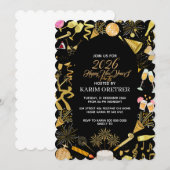 大晦日パーティー招待状テンプレート、テーマN 招待状 (正面/裏面)