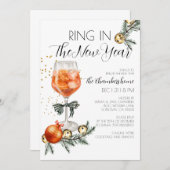 大晦日パーティー水彩カクテル 招待状 (正面/裏面)