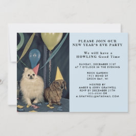 大晦日パーティー犬と風船招待状 招待状