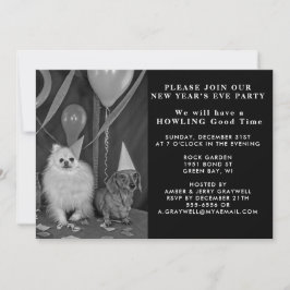 大晦日パーティー犬と風船招待状 招待状