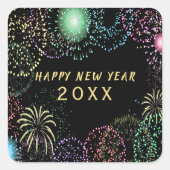 大晦日パーティー花火お祝い スクエアシール (正面)