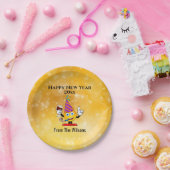 大晦日パーティー金ゴールドかわいい幸せ絵文字 ペーパープレート (パーティー)